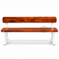 ALDER LIVE EDGE SOLID WOOD BENCH WITH BACKREST & WHITE METAL FRAME