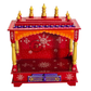 PREMIUM HAND-PAINTED RED WOODEN HOME TEMPLE WITH OPEN SHRINE & DOUBLE STORAGE DRAWERS