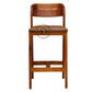 PREMIUM WOODEN BAR STOOL WITH CURVED BACKREST & TAN PADDED SEAT