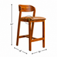 PREMIUM WOODEN BAR STOOL WITH CURVED BACKREST & TAN PADDED SEAT