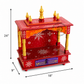 PREMIUM HAND-PAINTED RED WOODEN HOME TEMPLE WITH TRADITIONAL OPEN SHRINE & DOUBLE DRAWERS