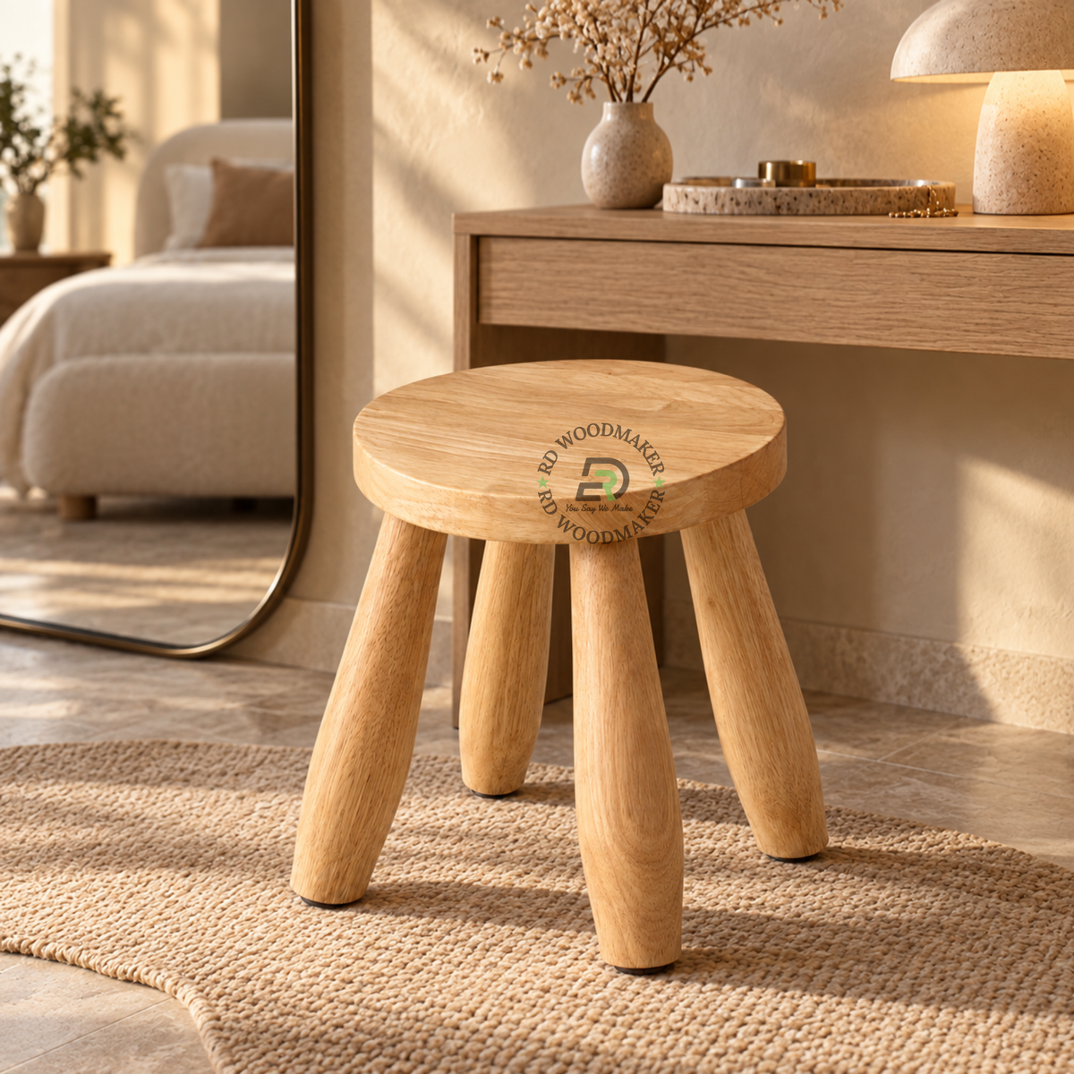 MILO ROUND SOLID WOOD MINI STOOL