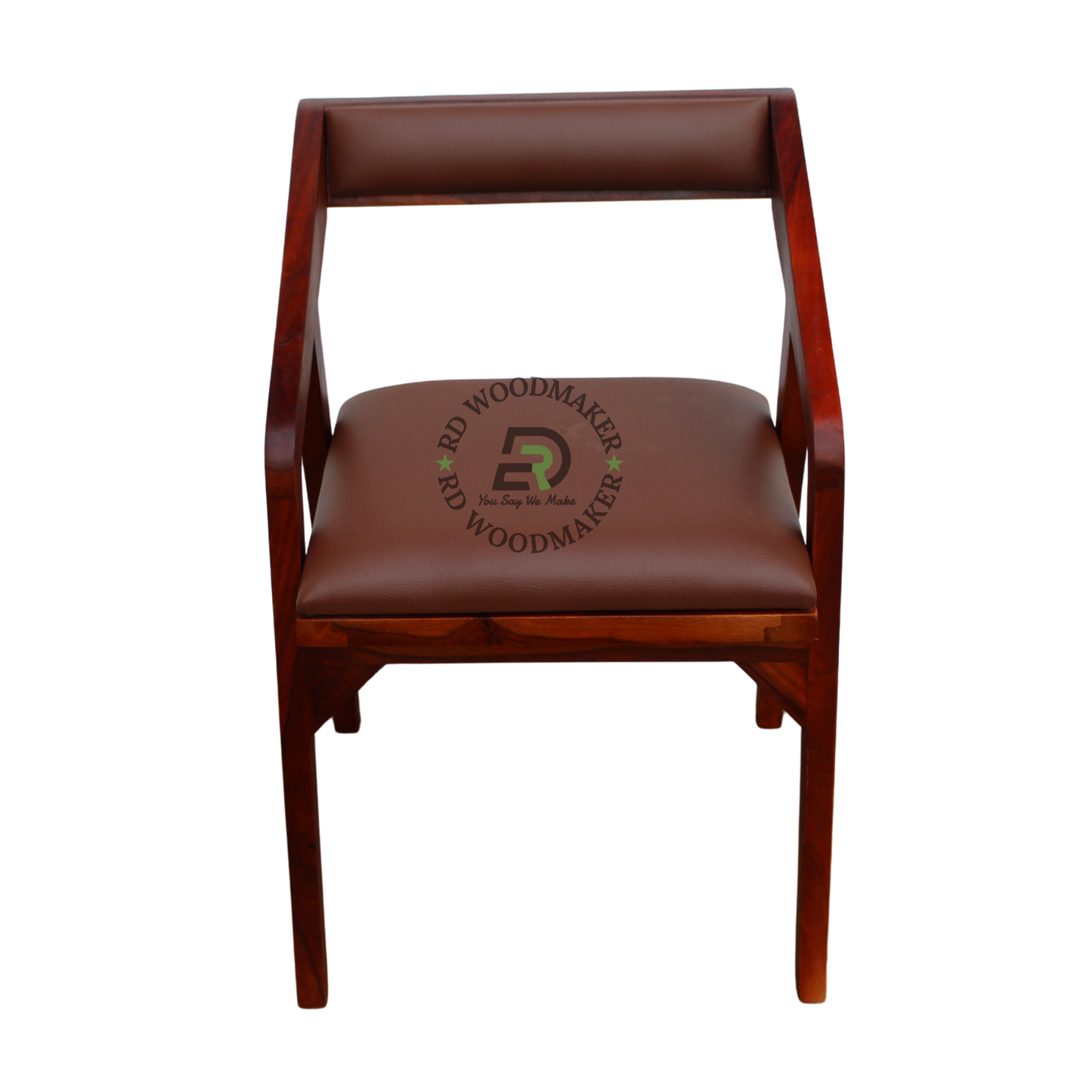 CONTEMPORARY BROWN UPHOLSTERED WOODEN DINING ARMCHAIR