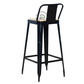 PREMIUM BLACK INDUSTRIAL BAR STOOL WITH NATURAL WOODEN SEAT