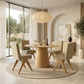 ELARA UPHOLSTERED DINING CHAIR & ROUND WOOD TABLE SET