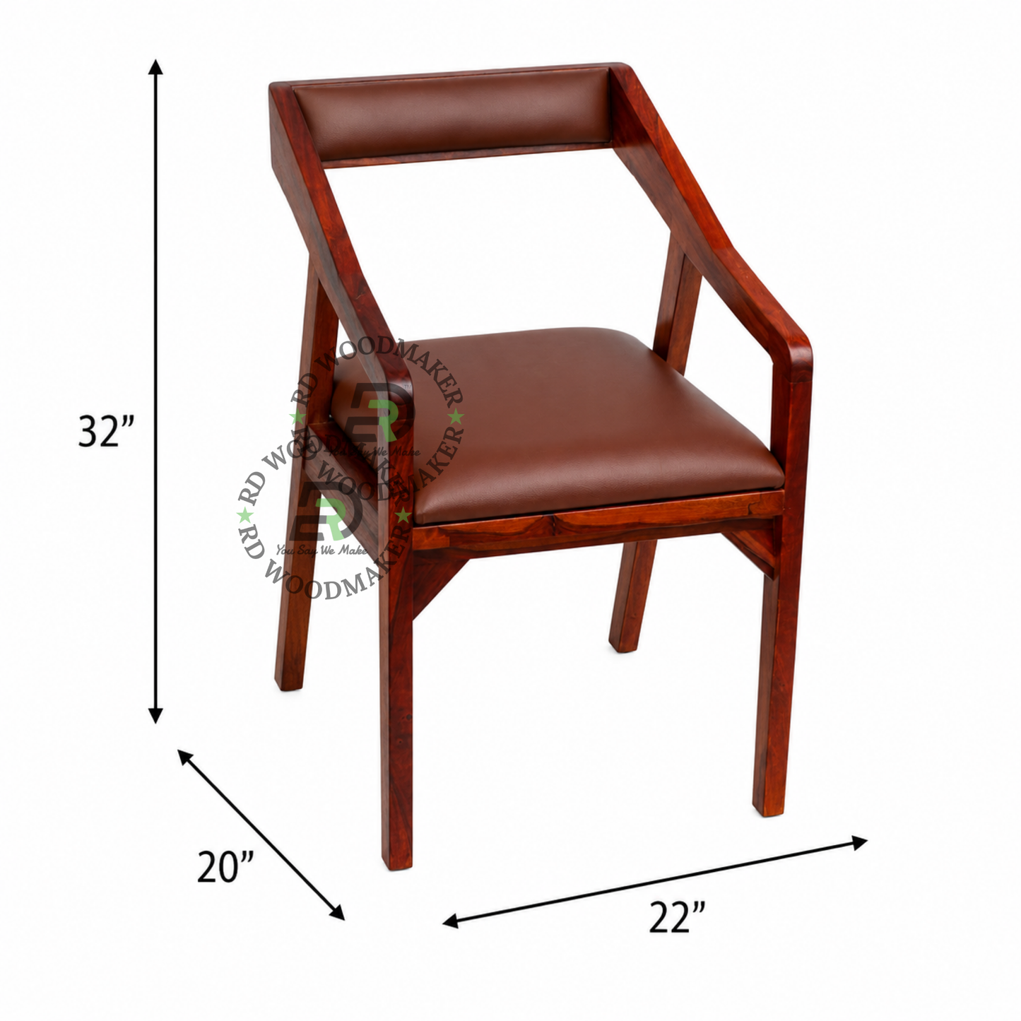 CONTEMPORARY BROWN UPHOLSTERED WOODEN DINING ARMCHAIR