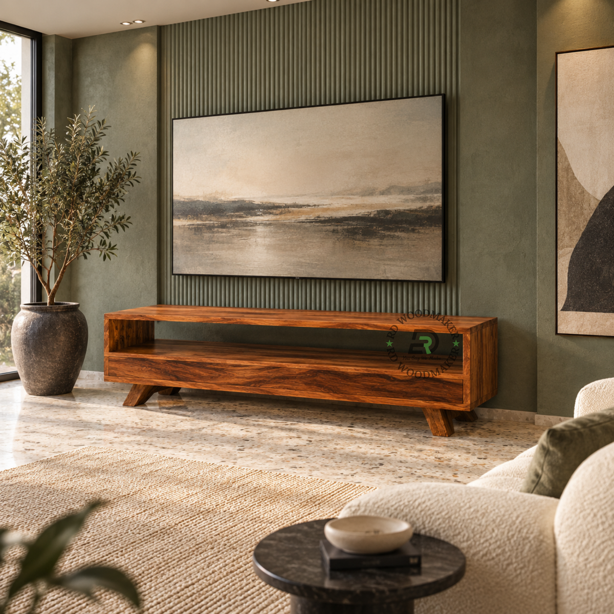 KODA LOW OPEN-SHELF SOLID WOOD TV UNIT