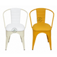 COLORFUL METAL DINING ARMCHAIR WITH PADDED SEAT & CHANNELLED BACK