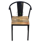 INDUSTRIAL BLACK METAL DINING CHAIR WITH NATURAL WOODEN SEAT