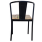 INDUSTRIAL BLACK METAL DINING CHAIR WITH NATURAL WOODEN SEAT