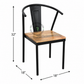 INDUSTRIAL BLACK METAL DINING CHAIR WITH NATURAL WOODEN SEAT