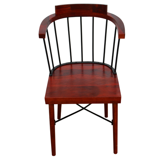 INDUSTRIAL SPINDLE BACK WOODEN AND METAL DINING CHAIR