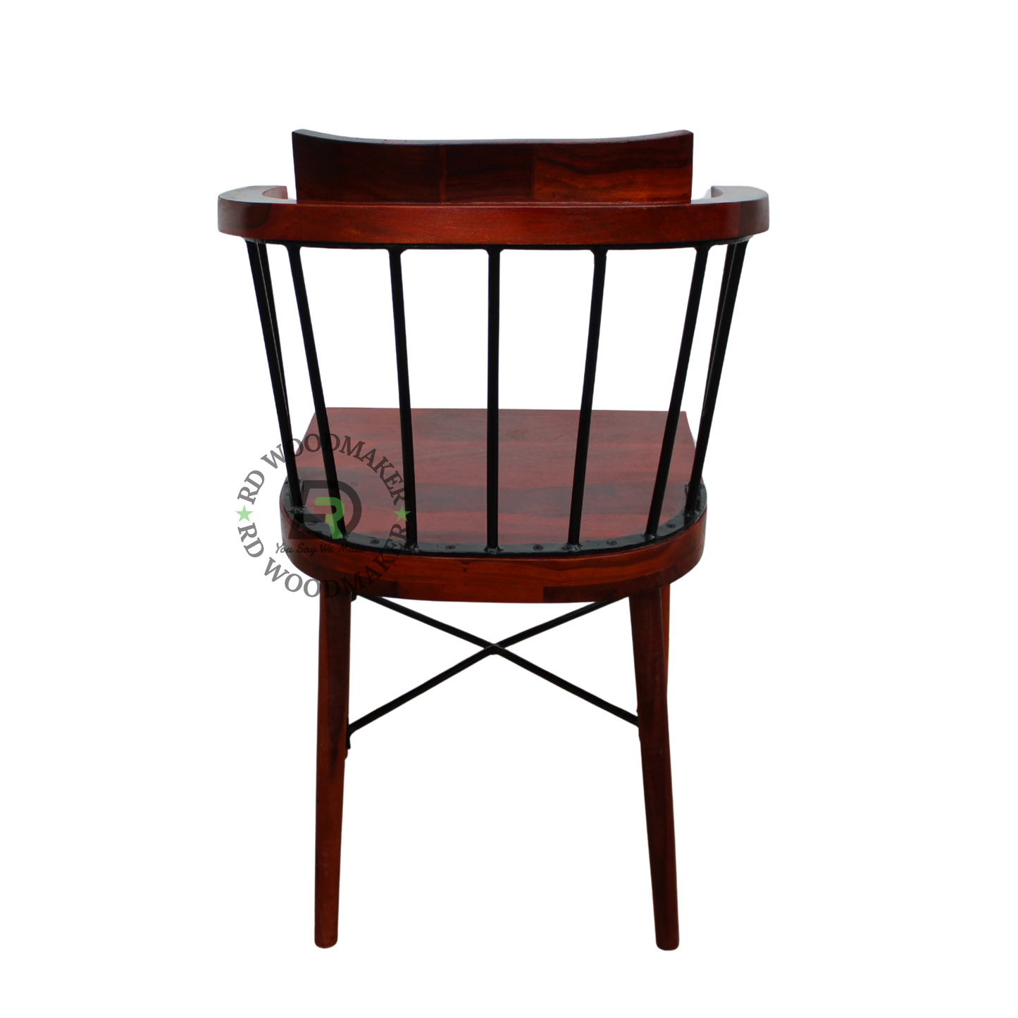 INDUSTRIAL SPINDLE BACK WOODEN AND METAL DINING CHAIR