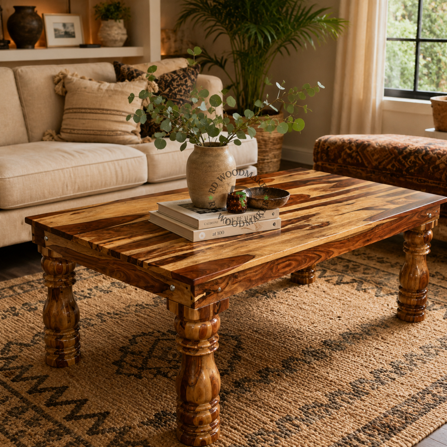 TRADITIONAL WOODEN DINING TABLE WITH HAND-TURNED LEGS