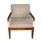 WOODEN CANE LOUNGE CHAIR WITH UPHOLSTERED CUSHIONS