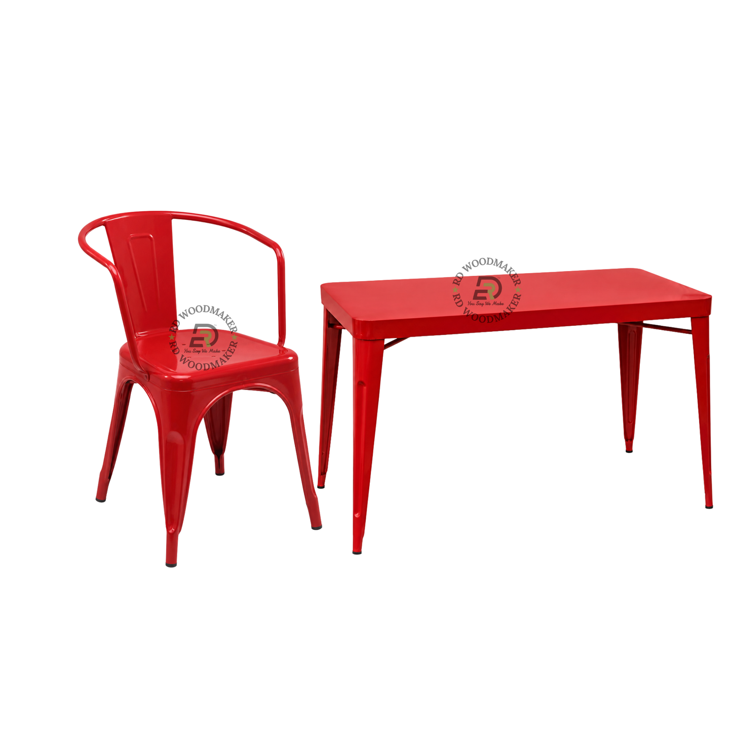 SCARLET RED METAL TABLE & CHAIR SET