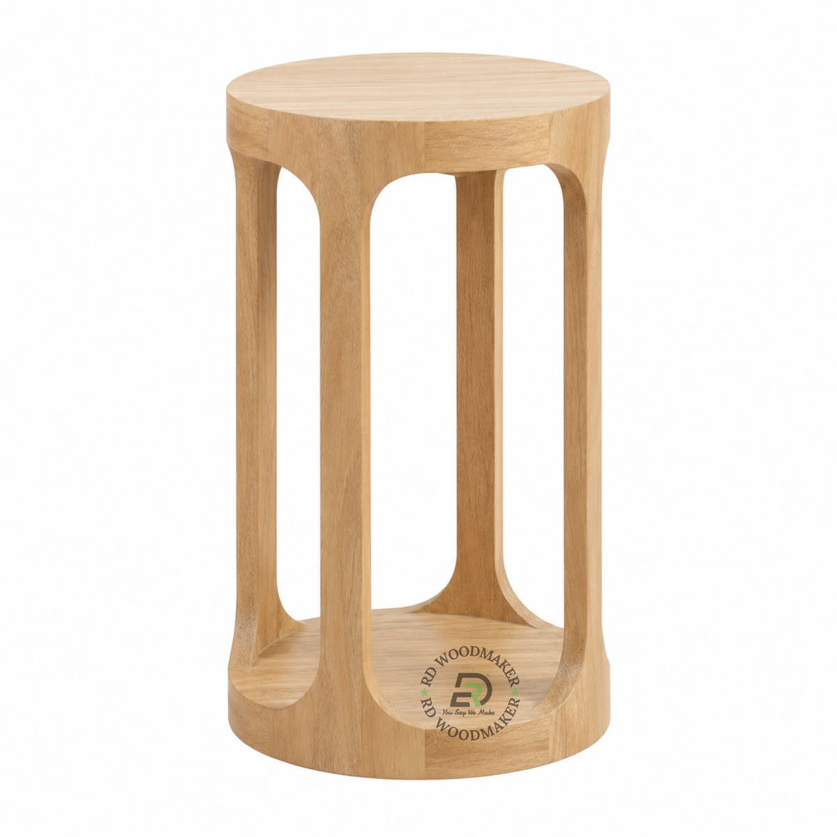 ELIO ROUND OPEN-FRAME SOLID WOOD MINI STOOL