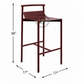 MINIMALIST BURGUNDY METAL BAR STOOL WITH CONTOURED SEAT & FOOTREST