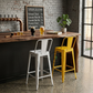 COLORFUL INDUSTRIAL METAL BAR STOOL WITH PADDED SEAT & BACK PANEL