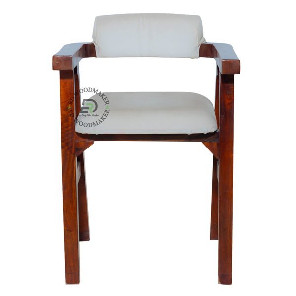 PREMIUM SOLID WOOD ARMCHAIR WITH WHITE UPHOLSTERED SEAT & BACKREST
