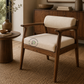 PREMIUM SOLID WOOD ARMCHAIR WITH WHITE UPHOLSTERED SEAT & BACKREST