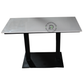 RECTANGULAR WHITE STONE-TOP DINING TABLE WITH DOUBLE COLUMN PLATFORM BASE