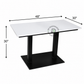 RECTANGULAR WHITE STONE-TOP DINING TABLE WITH DOUBLE COLUMN PLATFORM BASE
