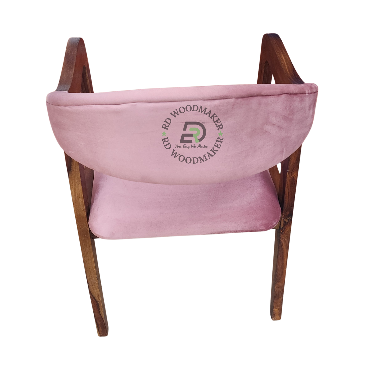 BLUSH PINK UPHOLSTERED WOODEN DINING ARMCHAIR