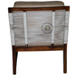 WOODEN CANE LOUNGE CHAIR WITH UPHOLSTERED CUSHIONS