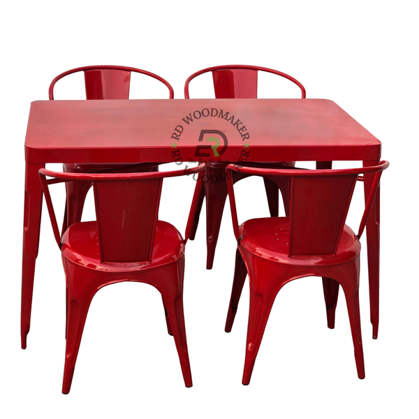 SCARLET RED METAL TABLE & CHAIR SET