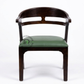 PREMIUM DARK WOOD DINING ARMCHAIR WITH CURVED BACK & GREEN CUSHION
