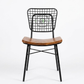 INDUSTRIAL WIRE-GRID DINING CHAIR WITH CURVED WOODEN SEAT