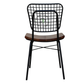 INDUSTRIAL WIRE-GRID DINING CHAIR WITH CURVED WOODEN SEAT
