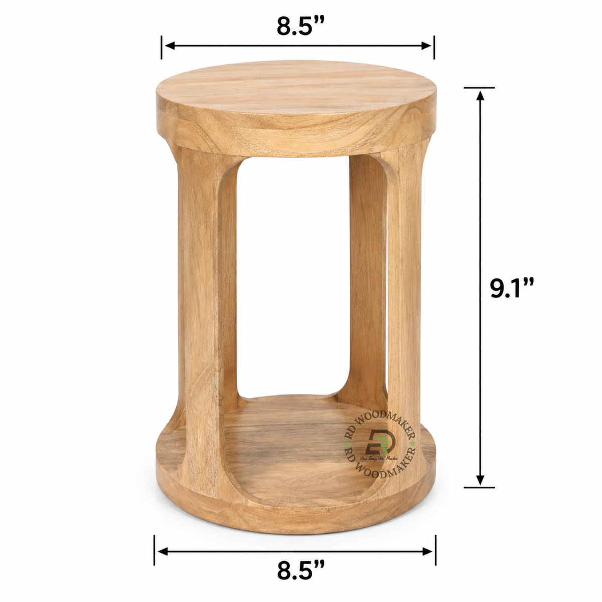 ELIO ROUND OPEN-FRAME SOLID WOOD MINI STOOL