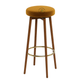PREMIUM ROUND UPHOLSTERED WOODEN BAR STOOL WITH GOLD FOOTREST