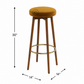PREMIUM ROUND UPHOLSTERED WOODEN BAR STOOL WITH GOLD FOOTREST