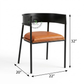 MODERN BLACK METAL DINING ARMCHAIR WITH TAN PADDED SEAT