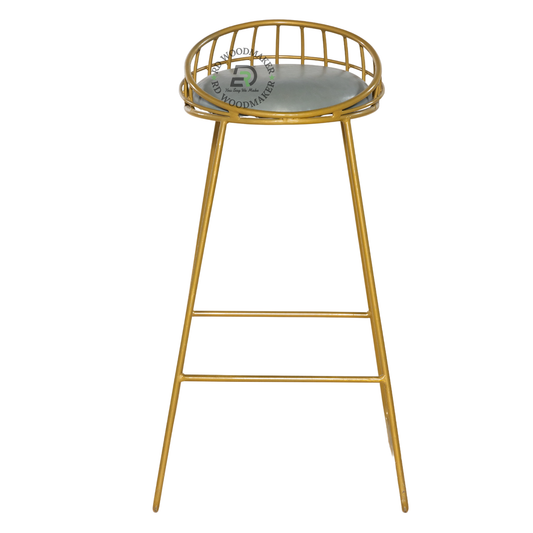 PREMIUM GOLD METAL COUNTER STOOL WITH GREY CUSHIONED SEAT