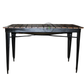 INDUSTRIAL SLATTED WOODEN DINING TABLE WITH BLACK METAL FRAME