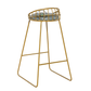 PREMIUM GOLD METAL COUNTER STOOL WITH GREY CUSHIONED SEAT