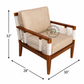 WOODEN CANE LOUNGE CHAIR WITH UPHOLSTERED CUSHIONS