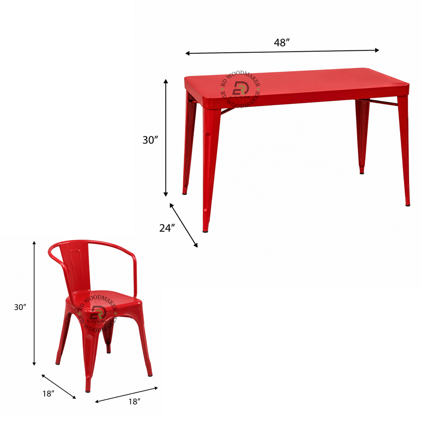 SCARLET RED METAL TABLE & CHAIR SET