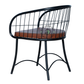 PREMIUM BLACK WIRE ARMCHAIR WITH BROWN UPHOLSTERED SEAT