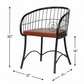 PREMIUM BLACK WIRE ARMCHAIR WITH BROWN UPHOLSTERED SEAT