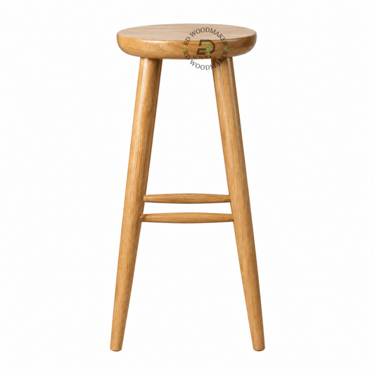 ARLO ROUND SOLID WOOD BAR STOOL