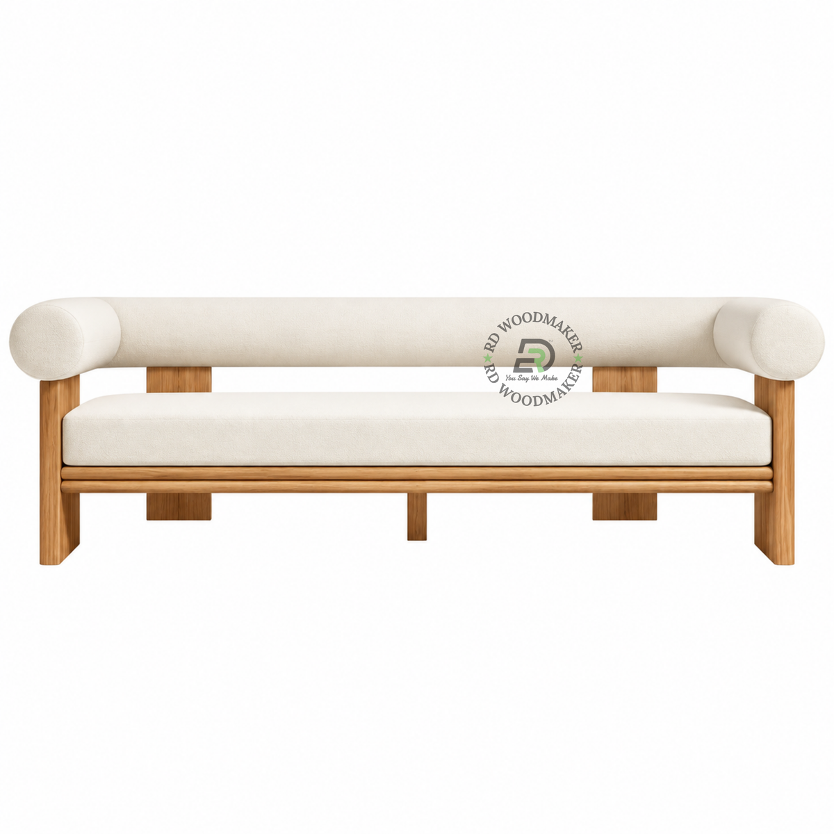 LUNO BOUCLÉ UPHOLSTERED SOLID WOOD LOUNGE BENCH