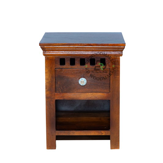 CLASSIC SOLID WOOD OPEN SHELF BEDSIDE TABLE