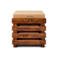 PREMIUM SOLID WOOD SLATTED CUSHION STOOL / OTTOMAN WITH UPHOLSTERED SEAT