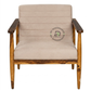 BEIGE WOODEN FRAME LOUNGE CHAIR