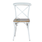 PREMIUM WHITE CROSS BACK METAL DINING CHAIR WITH WOODEN SEAT